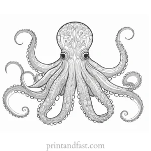 octopus coloring page with patterns