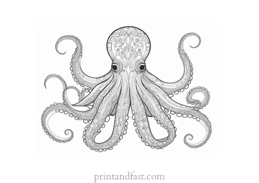 octopus coloring page with patterns