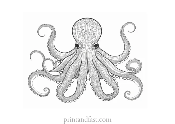 octopus coloring page with patterns