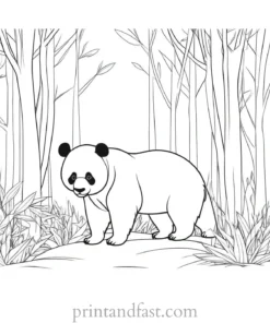 panda coloring page forest