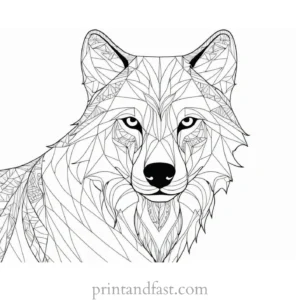 patterned wolf coloring page