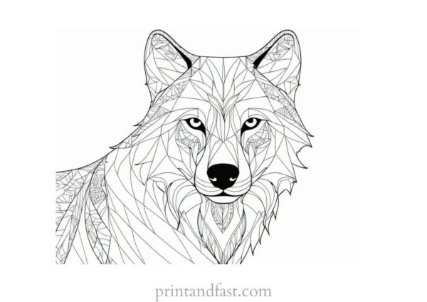 patterned wolf coloring page