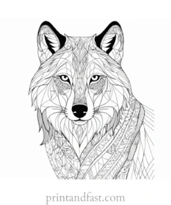 patterned wolf coloring sheet