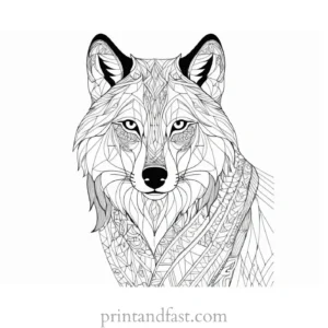 patterned wolf coloring sheet