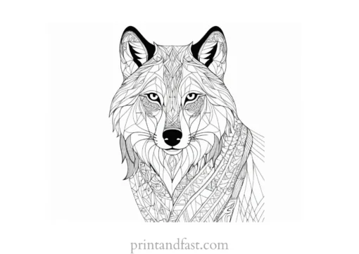 patterned wolf coloring sheet