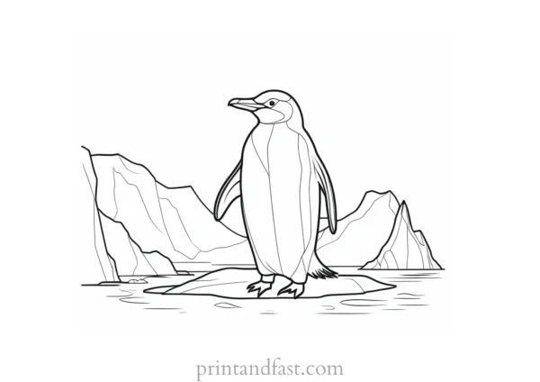 penguin Coloring Page Iceberg