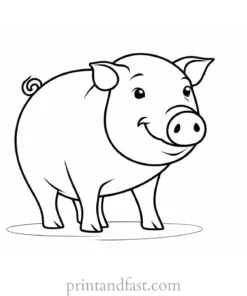 pig coloring page cute