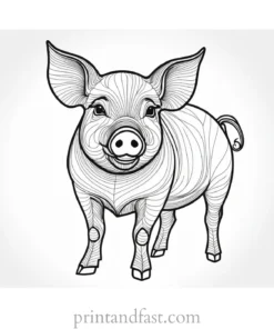 pig coloring page detailed