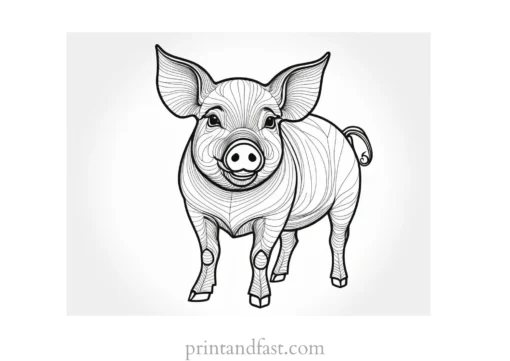 pig coloring page detailed