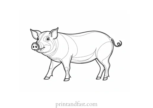 pig coloring page digital