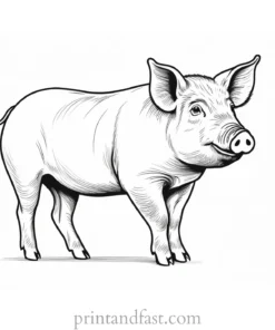 pig coloring page realistic