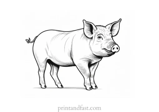 pig coloring page realistic