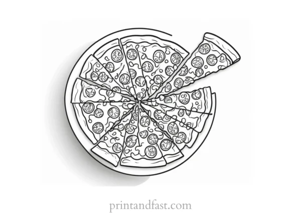 pizza coloring page outline