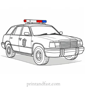 police car coloring page activity