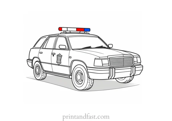 police car coloring page activity