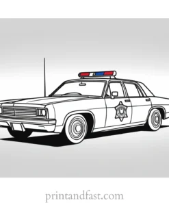 police car coloring page and activity