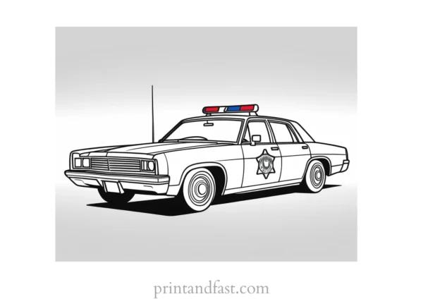 police car coloring page and activity