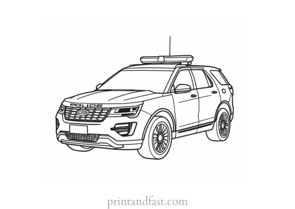 police car coloring page craft