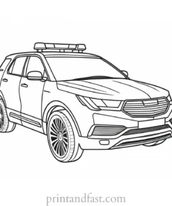 police car coloring page realistic