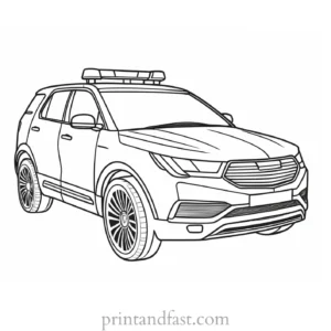 police car coloring page realistic