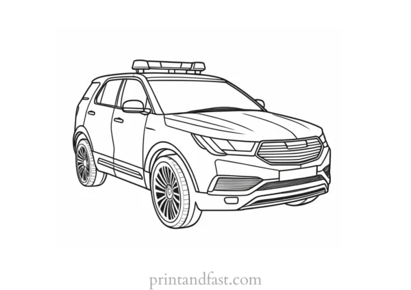 police car coloring page realistic