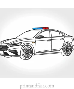 police car coloring page template