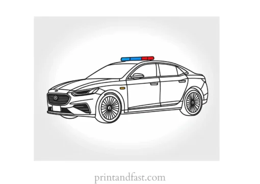 police car coloring page template