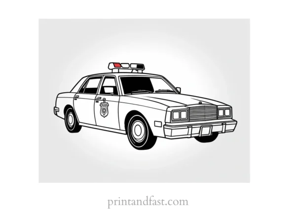 police car coloring page with badge