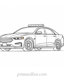 police car coloring page with lights