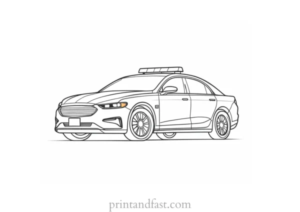 police car coloring page with lights