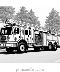 premium fire truck coloring page