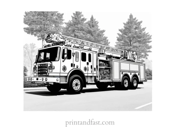 premium fire truck coloring page