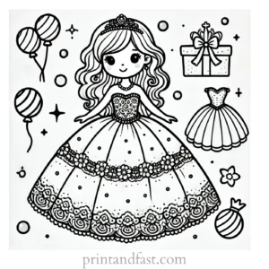 princess coloring page ball gown