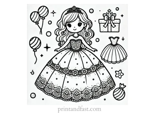 princess coloring page ball gown