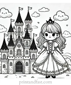 princess coloring page castle