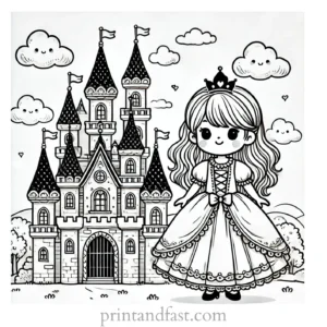 princess coloring page castle