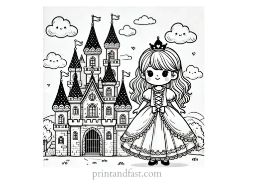 princess coloring page castle