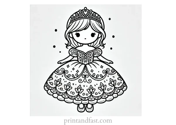 princess coloring page dress