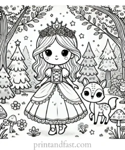 princess coloring page enchanted forest