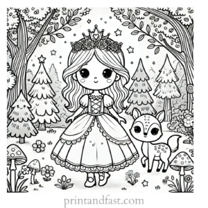 princess coloring page enchanted forest