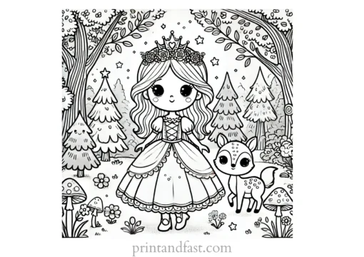 princess coloring page enchanted forest