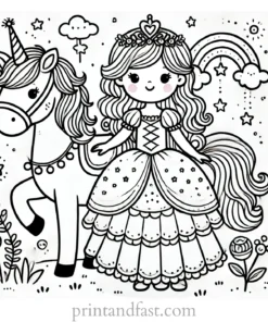 princess coloring page horse