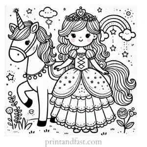 princess coloring page horse