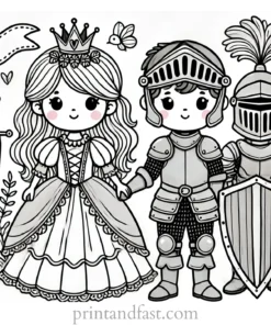 princess coloring page knight