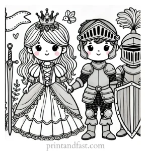 princess coloring page knight