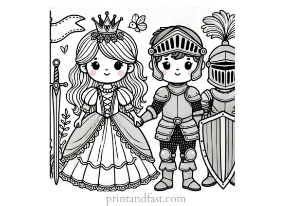 princess coloring page knight