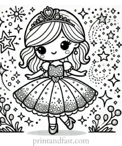 princess coloring page sparkly