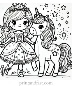 princess coloring page unicorn