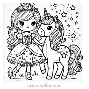 princess coloring page unicorn