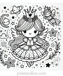 princess coloring page whimsical